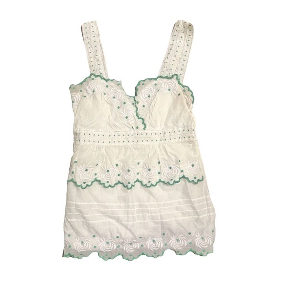 Anthropologie Lu Lu Lamé White Floral Embroidered Sleeveless Bloude Top Sz Large - Picture 2 of 7